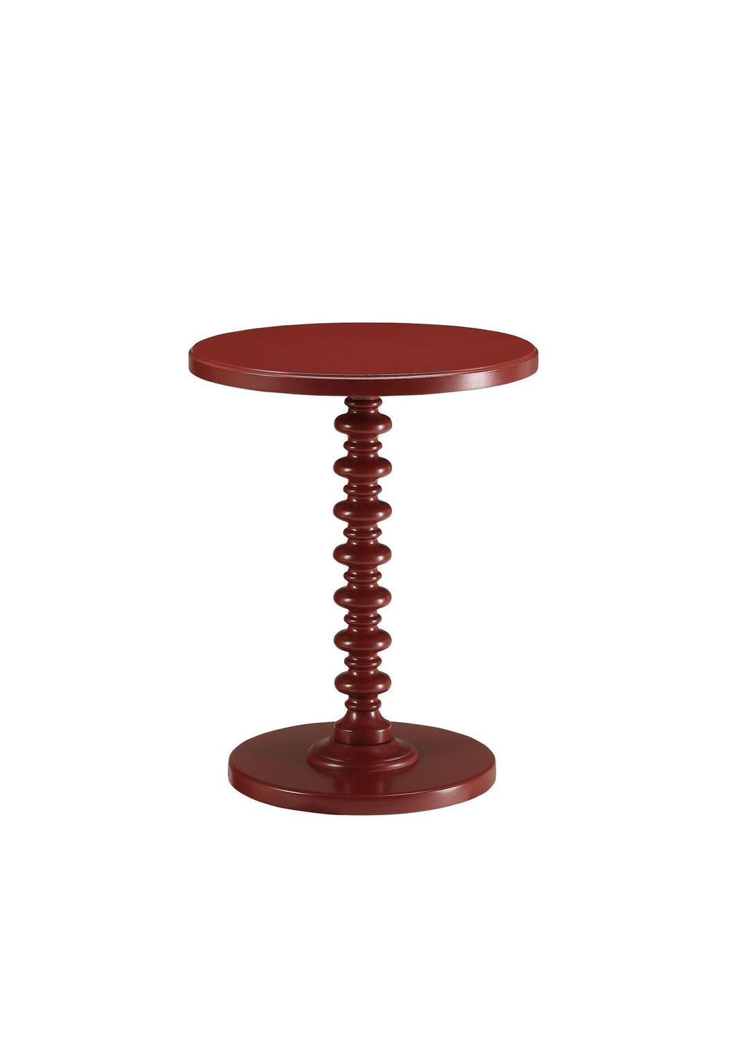 round pedestal accent table with turned pedestal base - Red