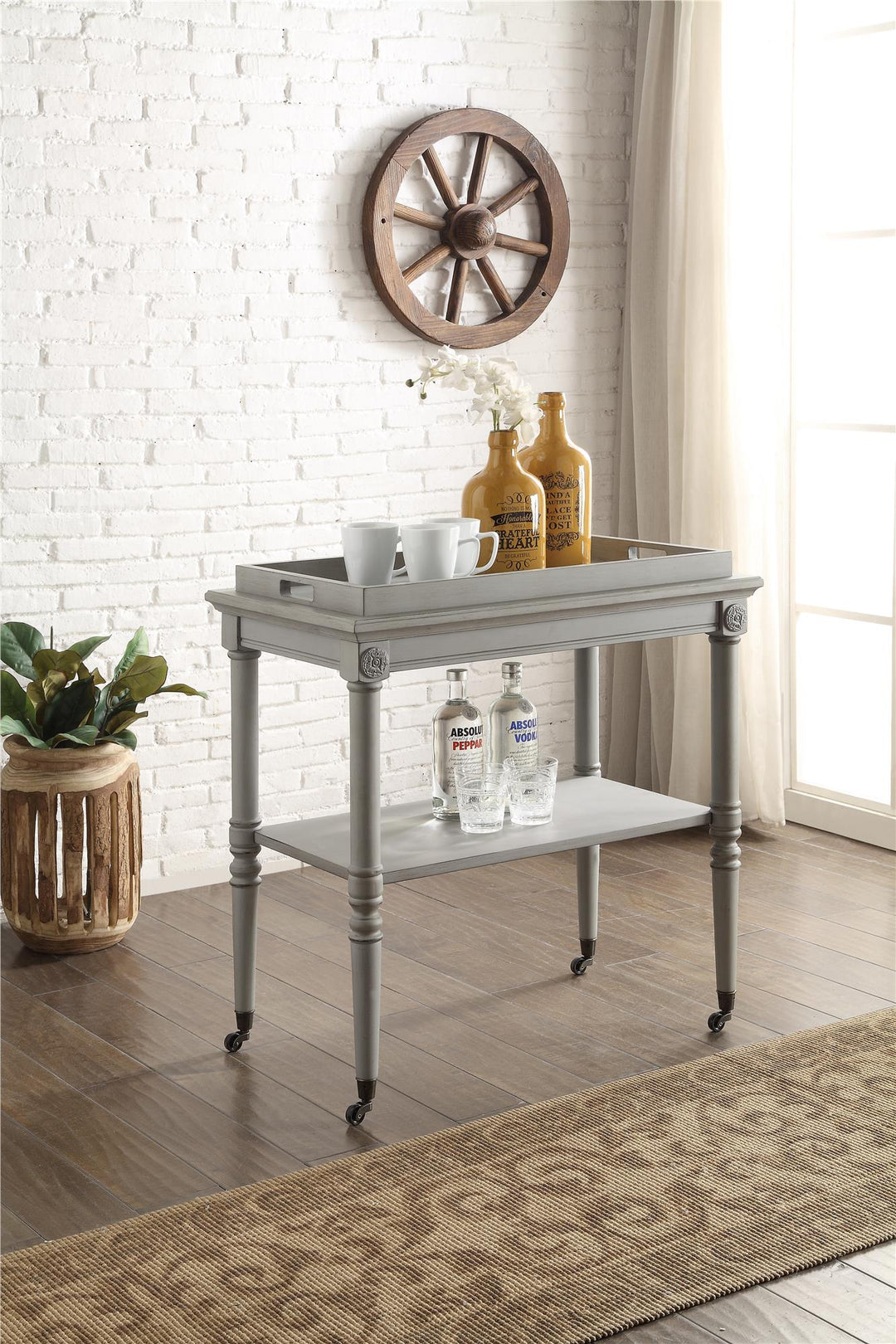 Serving cart with removable tray - Beige