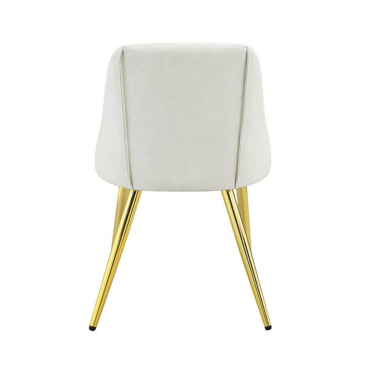 High gloss finish leather side chair - White