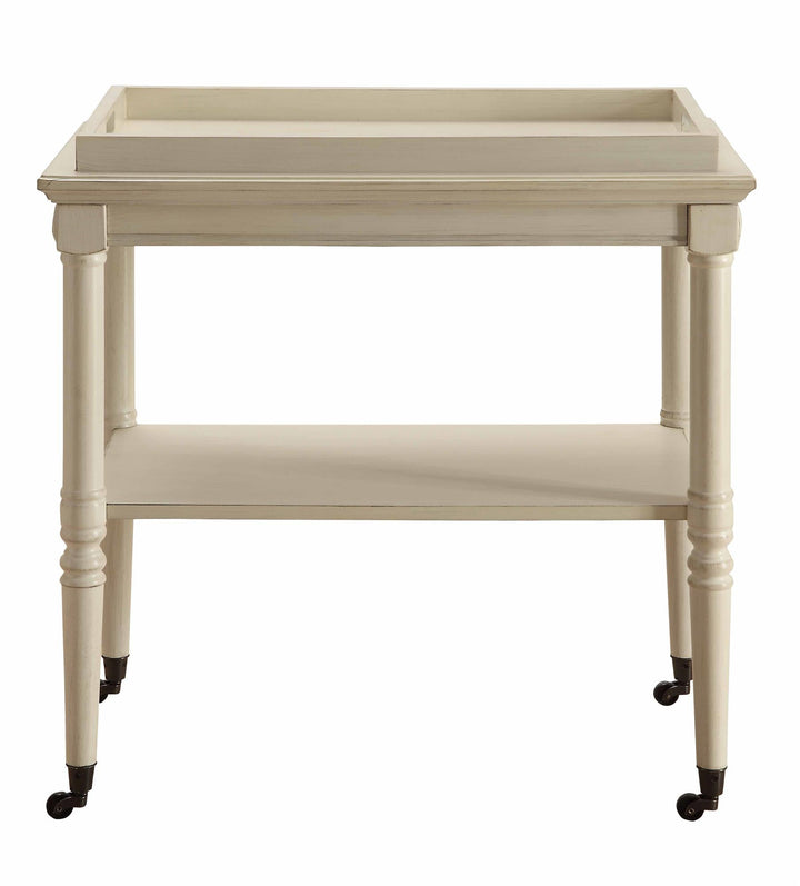 Orla Rectangular Serving Cart with Removable Tray - Antique White