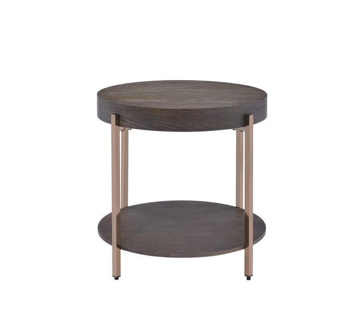 Wooden round end table - Dark Oak
