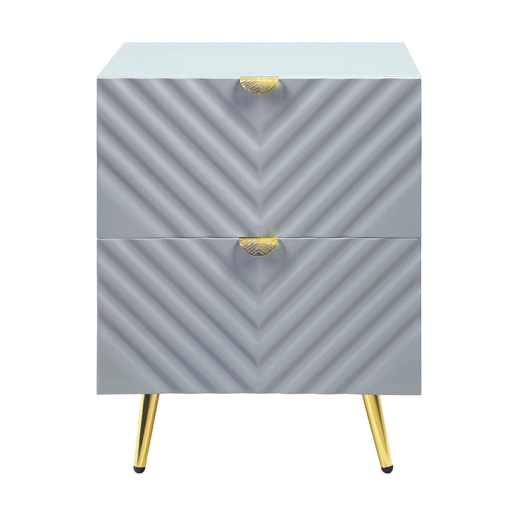 Madison 2 Drawer Nightstand with Wave Pattern - Gray