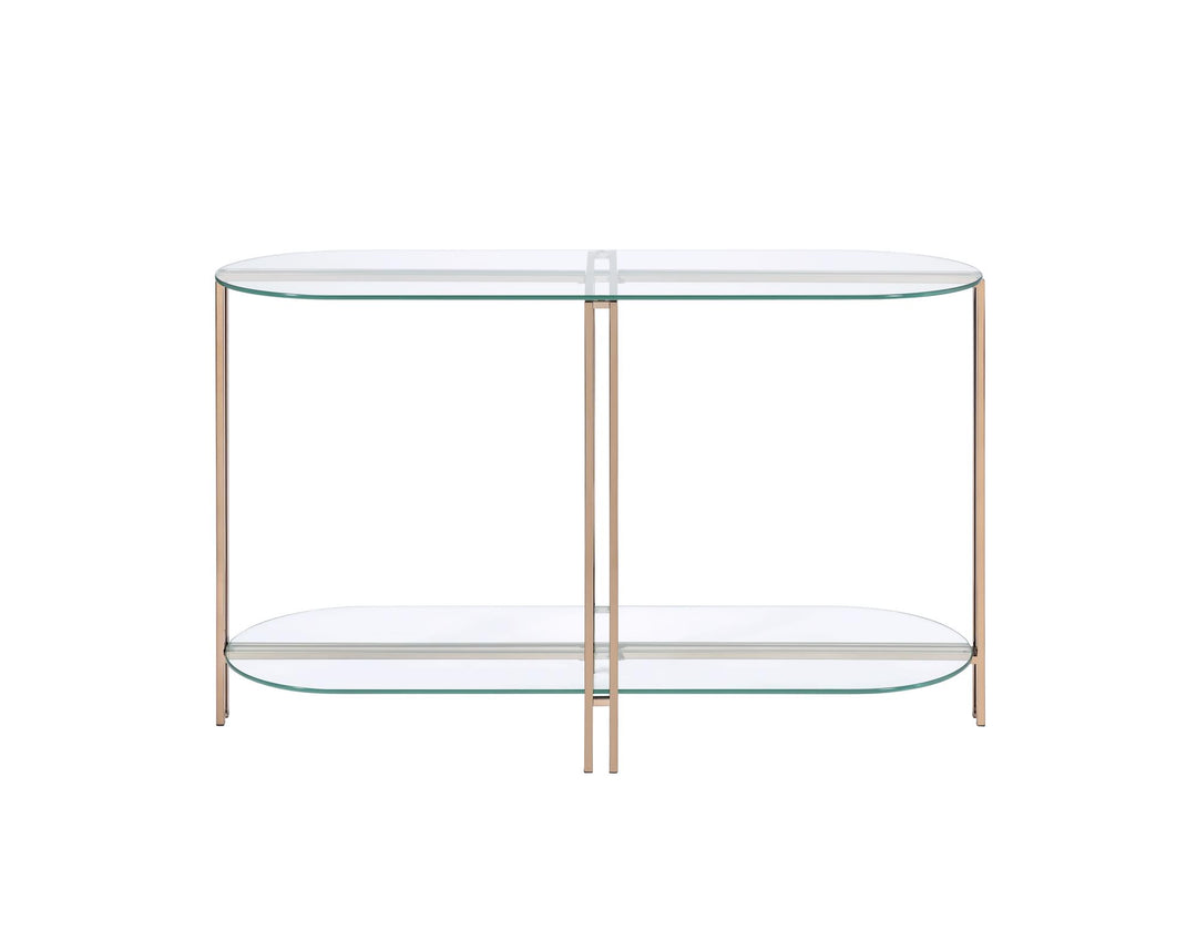 Fallon Long Sofa Table with Tempererd Glass Top - Champagne/Natural