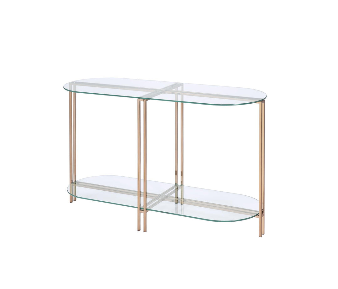 Tempered glass top sofa table  - Champagne/Natural
