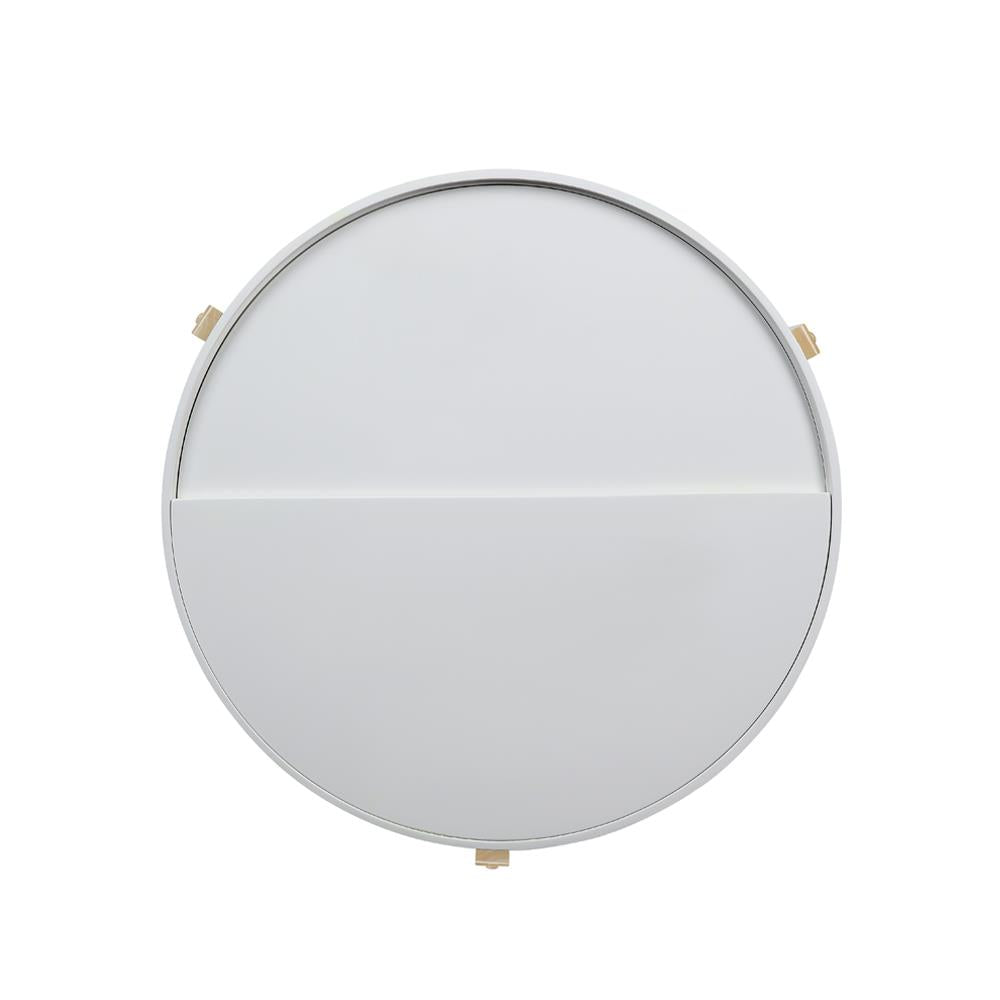 Wooden top round coffee table with storage - White