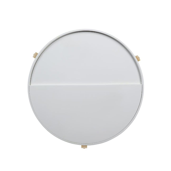Wooden top round coffee table with storage - White