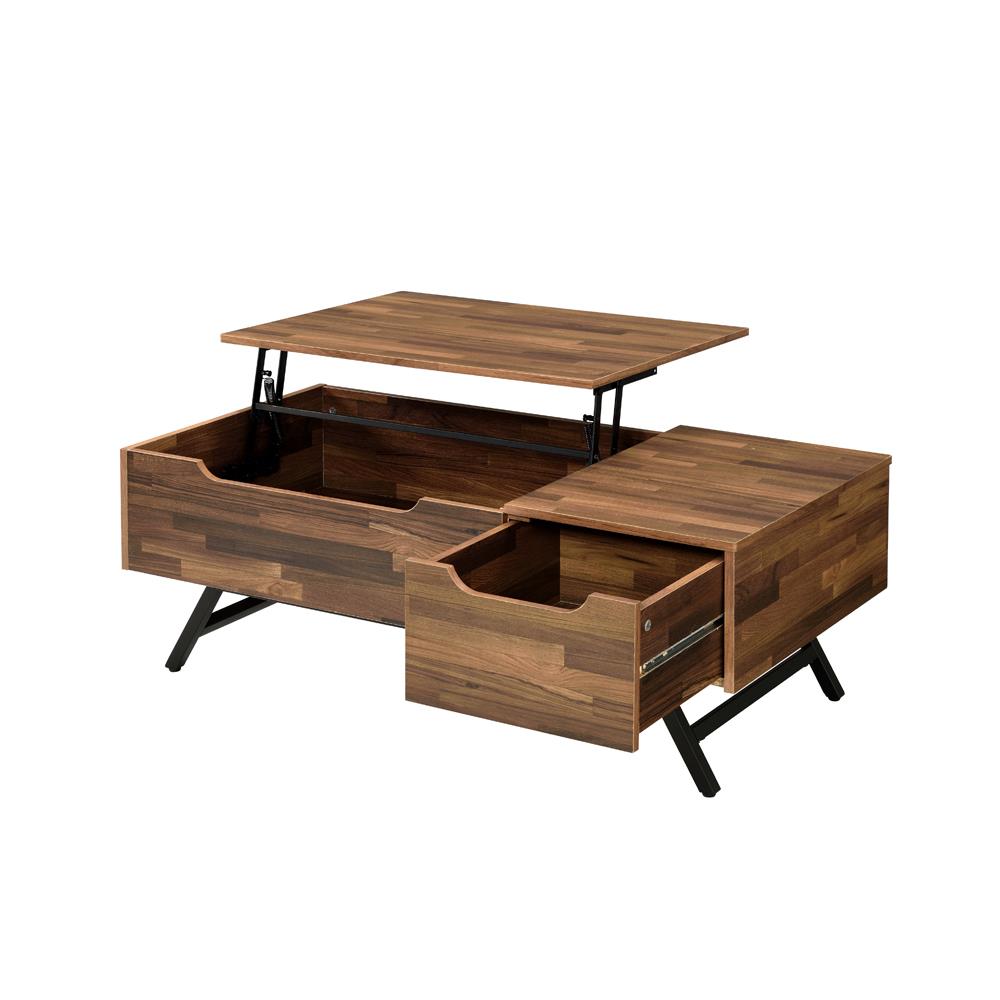 lift top rectangular coffee table with 2 storage - Walnut