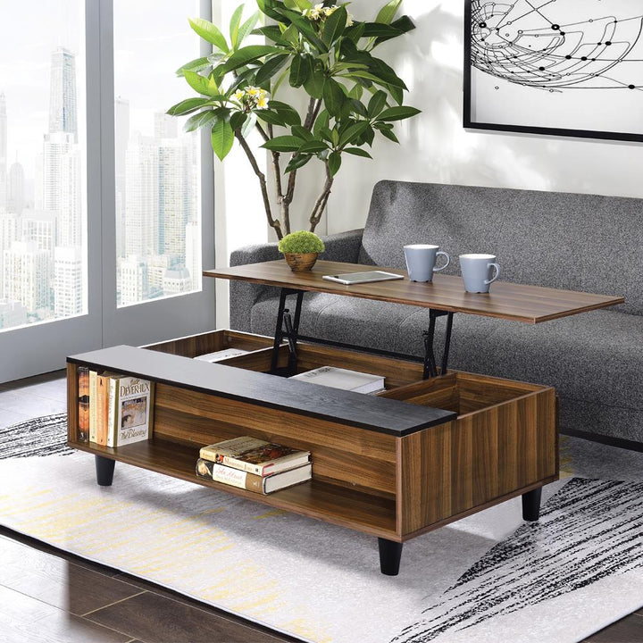 Lift top rectangular coffee table with storage - Walnut