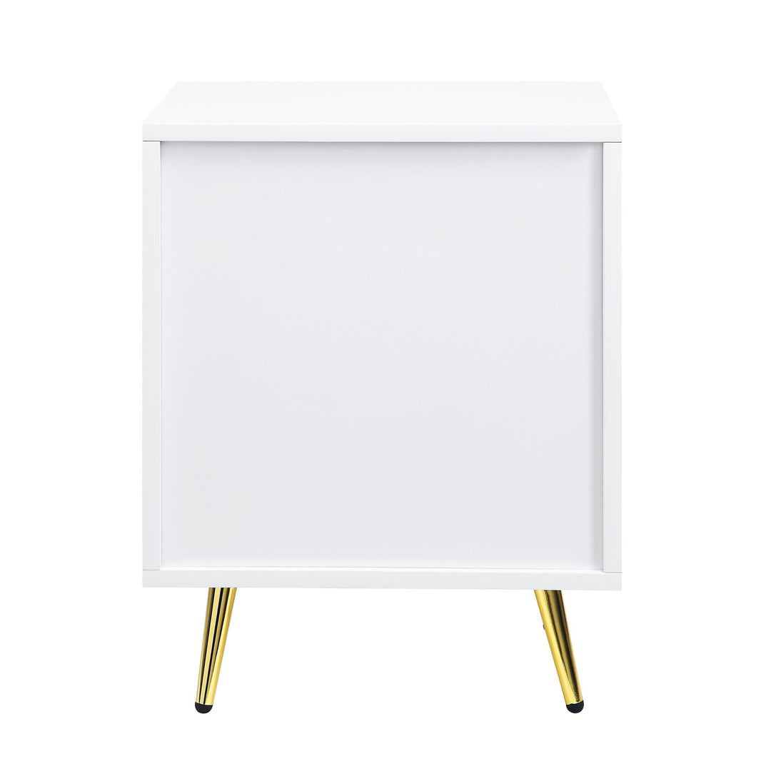 wave pattern two drawers nightstand - White