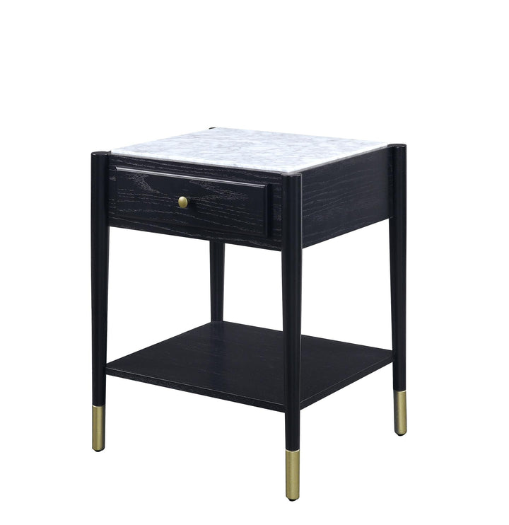 Rectangular End Table with 1 drawer Compartment- Black