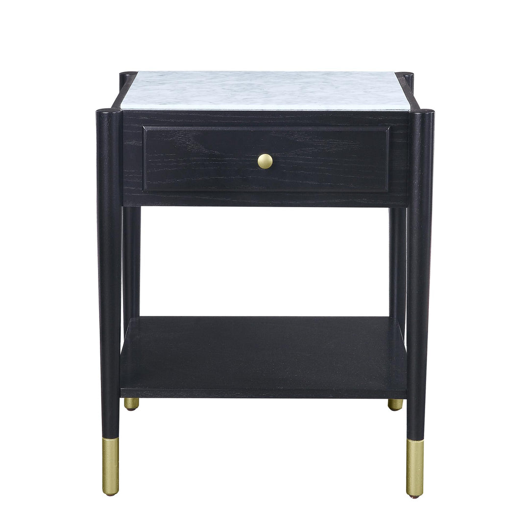 Valery Rectangular End Table with 1 Drawer and Open Compartment - Black