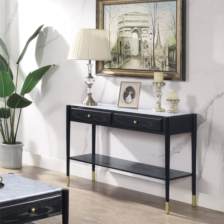 Sofa table with 2 drawers - Black