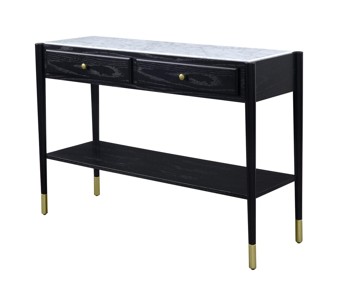 marble top two drawers sofa table - Black