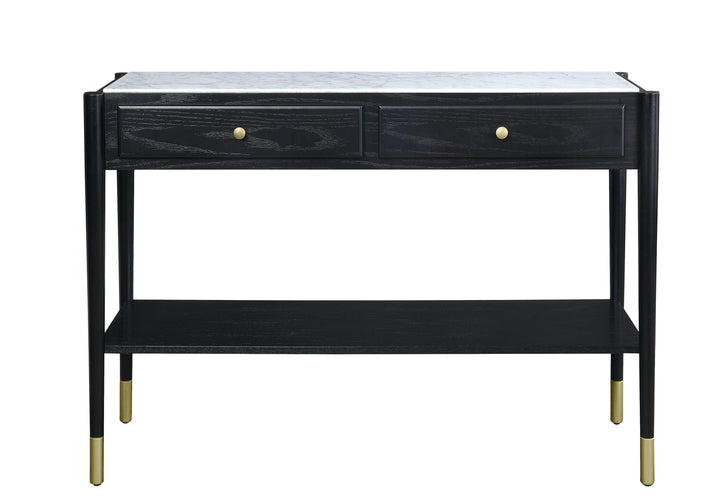 Valery Rectangular Sofa Table with 2 Drawers and Open Compartment - Black