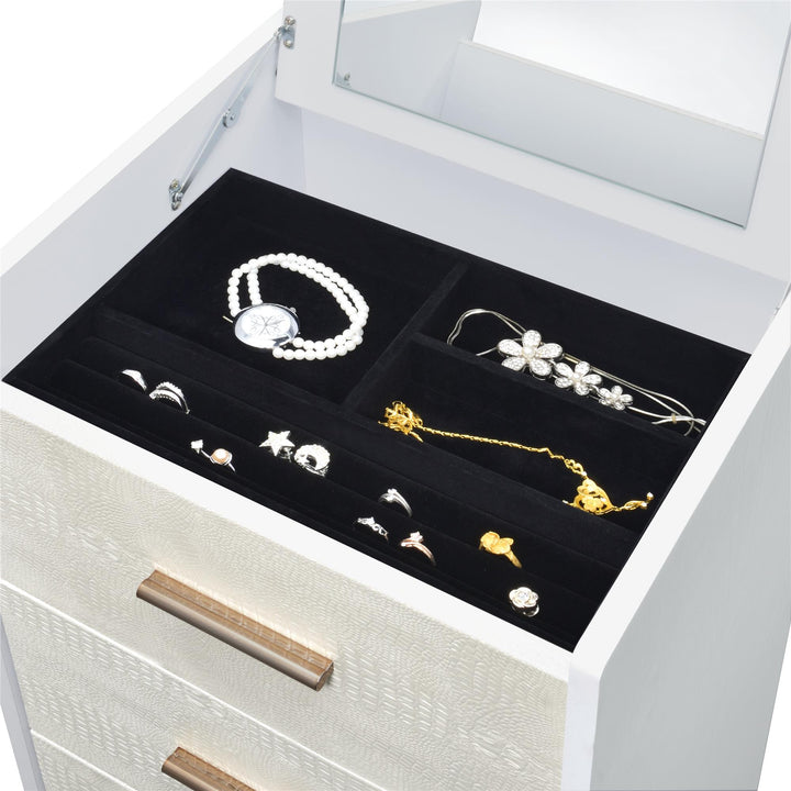 5 Drawer Jewelry Armoire - White