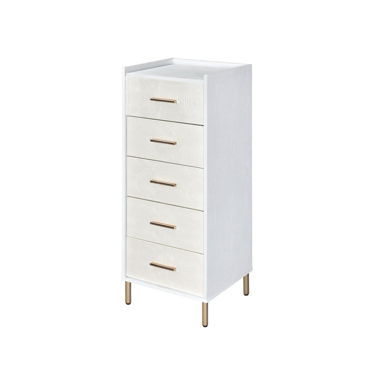 Modern 5 drawer jewelry armoire cabinet - White