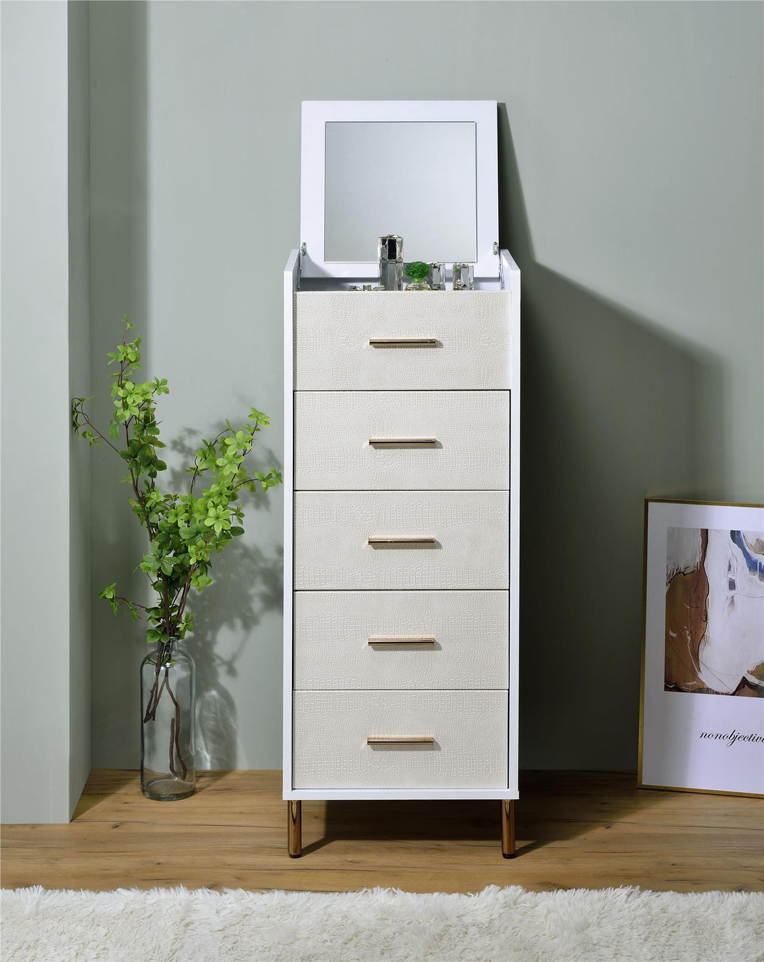 5-drawer jewelry cabinet - White