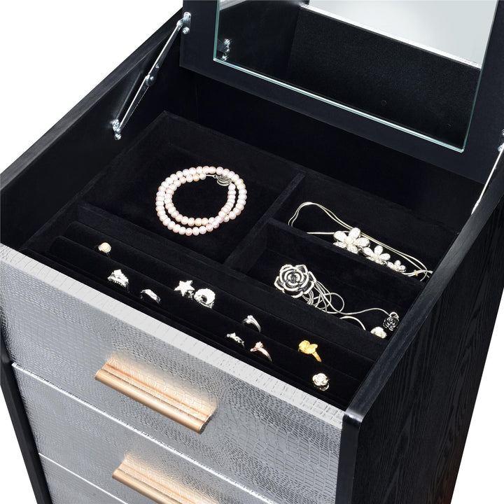 Myles luxurious jewelry holder with surprise mirror -  Black
