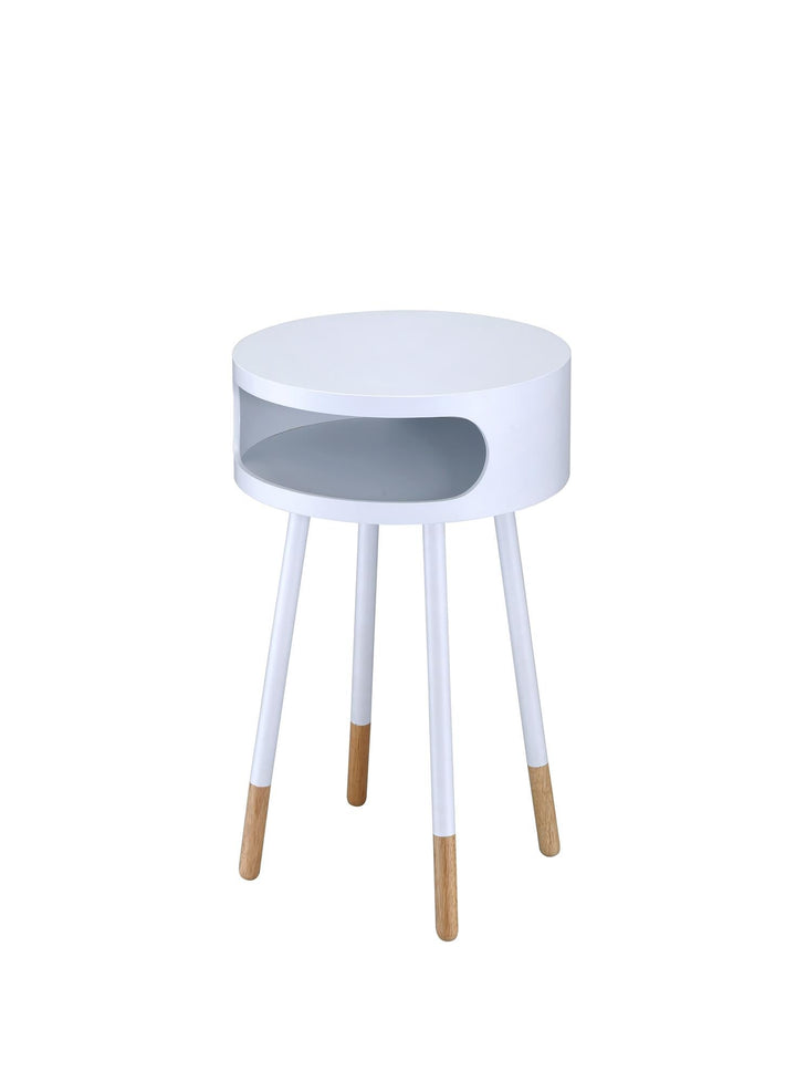 accent table with open storage - White