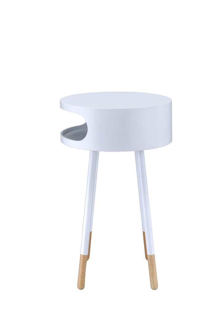 round open storage accent table - White