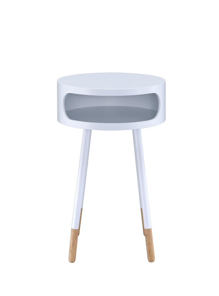Ines Accent Table with Open Storage Compartment - White