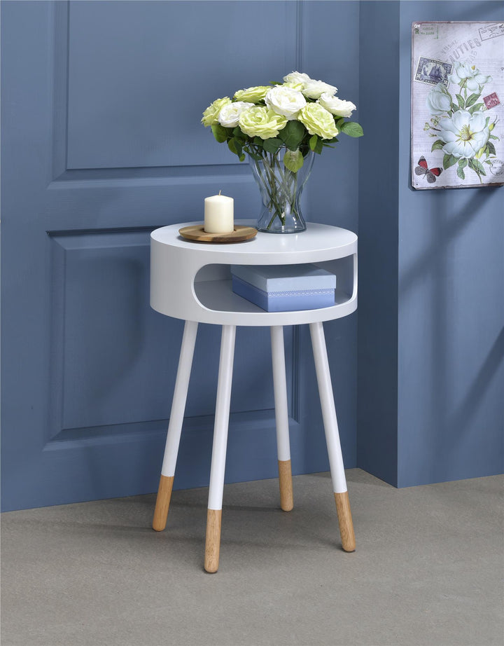 open storage compartment accent table - White