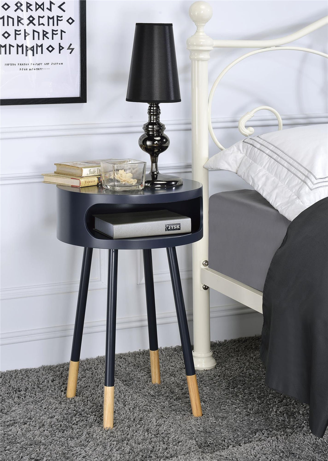open storage compartment accent table - Black