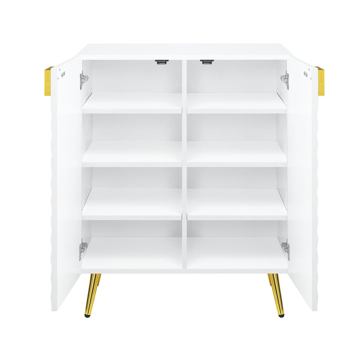 High Gloss Finish 2 drawers console table - White
