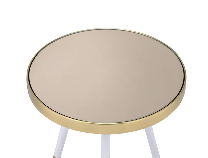 mirror table top round accent table - Brass