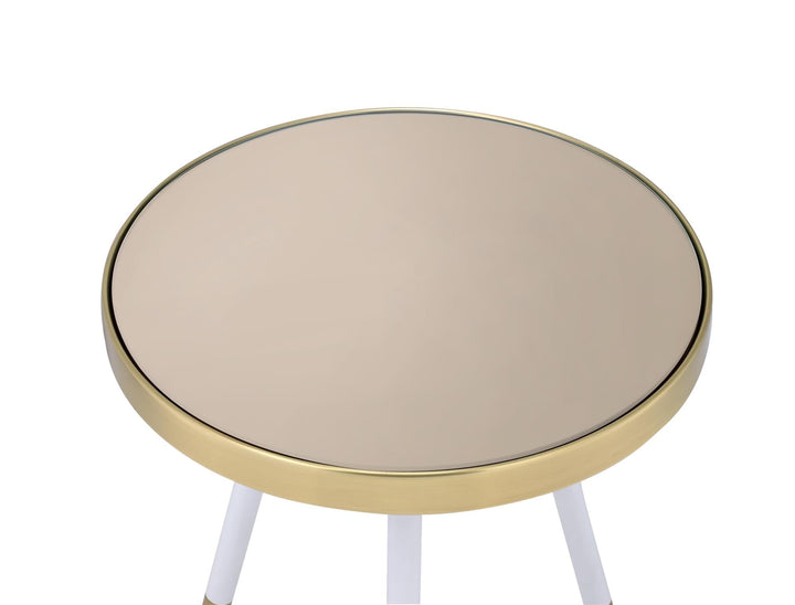 mirror table top round accent table - Brass