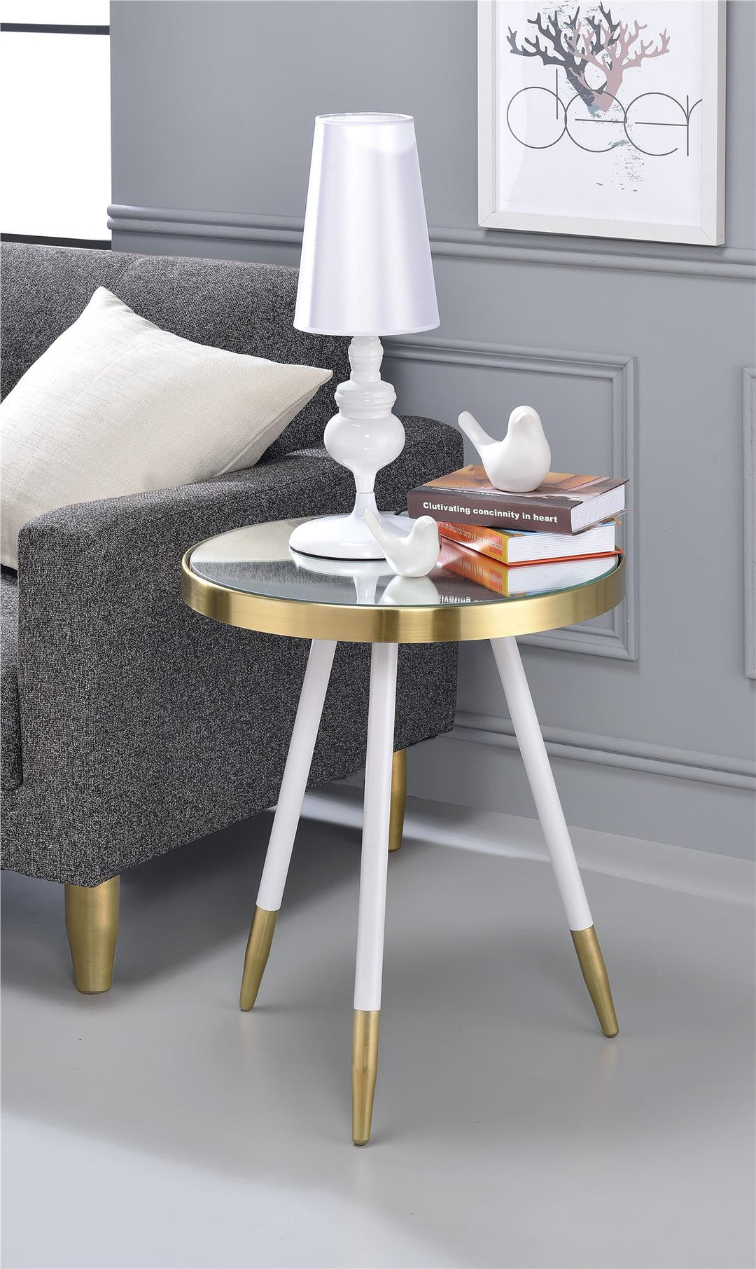 Small round accent table - Brass