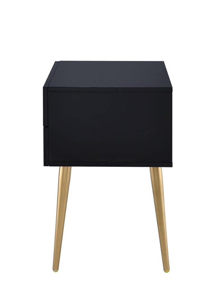 Rectangular End Table with 2 Drawers - Black