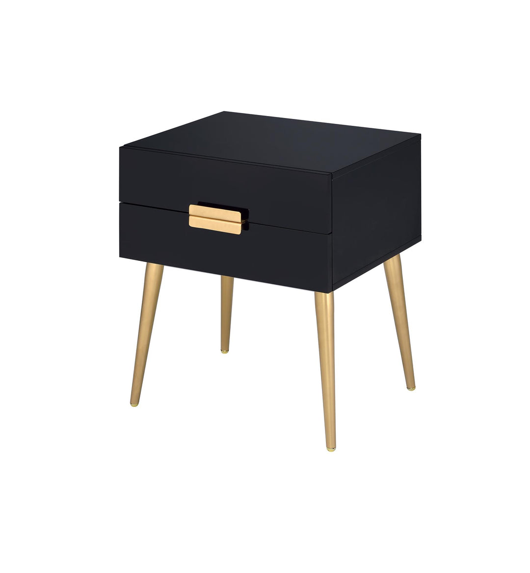 End Table with 2 closed Drawers - Black
