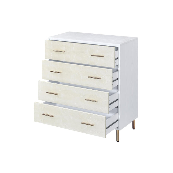 4-drawer dresser chest with metal legs - White
