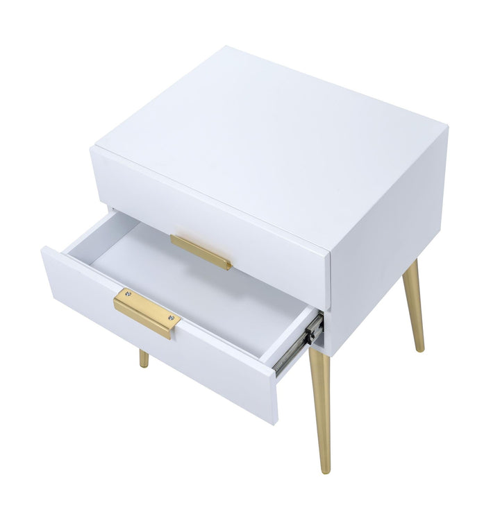 Wooden top rectangular end table - White
