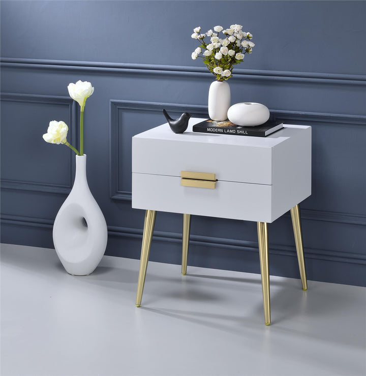 Rectangular End Table - White