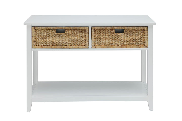 Townes Console Table with 2 Basket Drawers - White