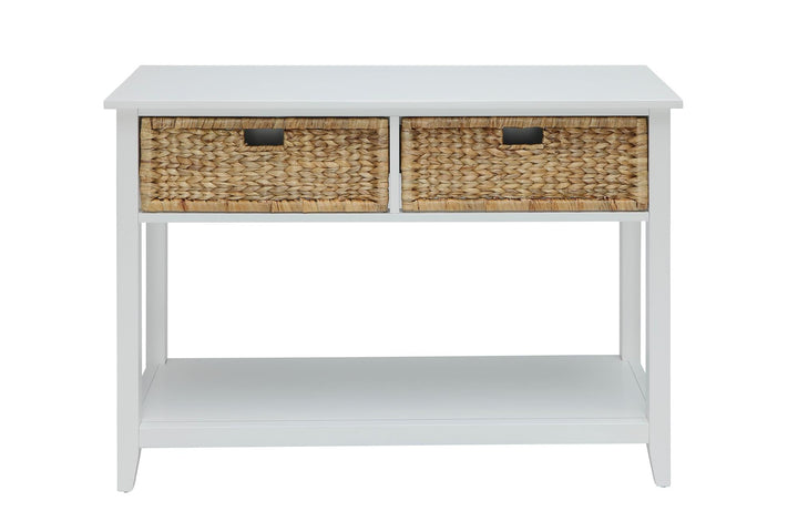 Townes Console Table with 2 Basket Drawers - White