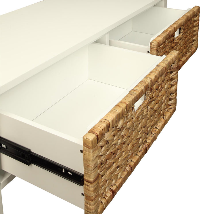 console table with basket - White