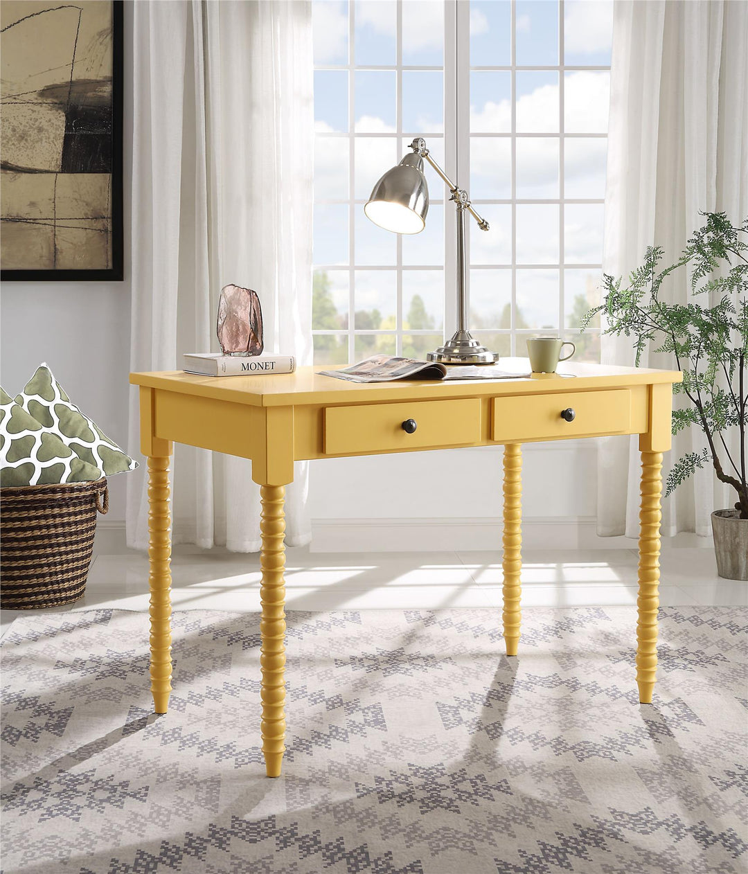 Best console table with two drawers - Yellow