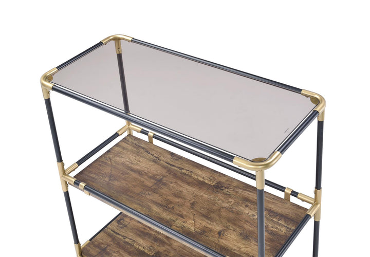 Smoly glass top console table with gold finish - Black