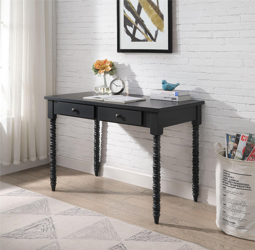 classic console table with 2 storage drawers - Charcoal