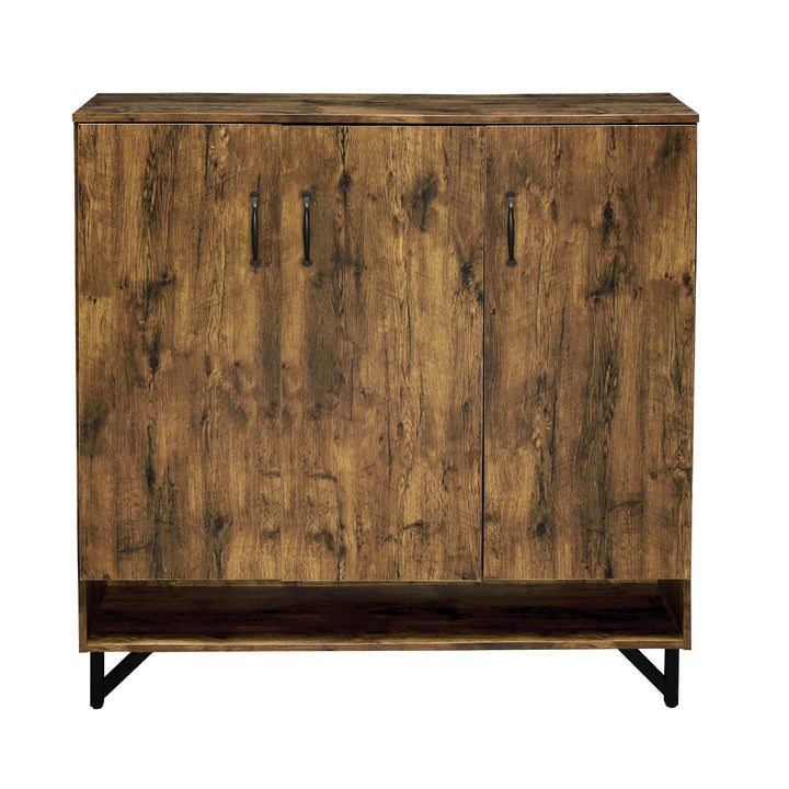 Logan 3 Door Shoe Cabinet with 1 Open Comparmtnet and 5 Inner Shelves - Oak