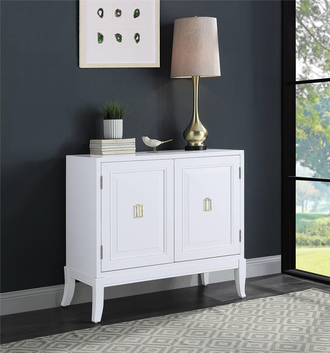 Console Table with 2 Doors - White