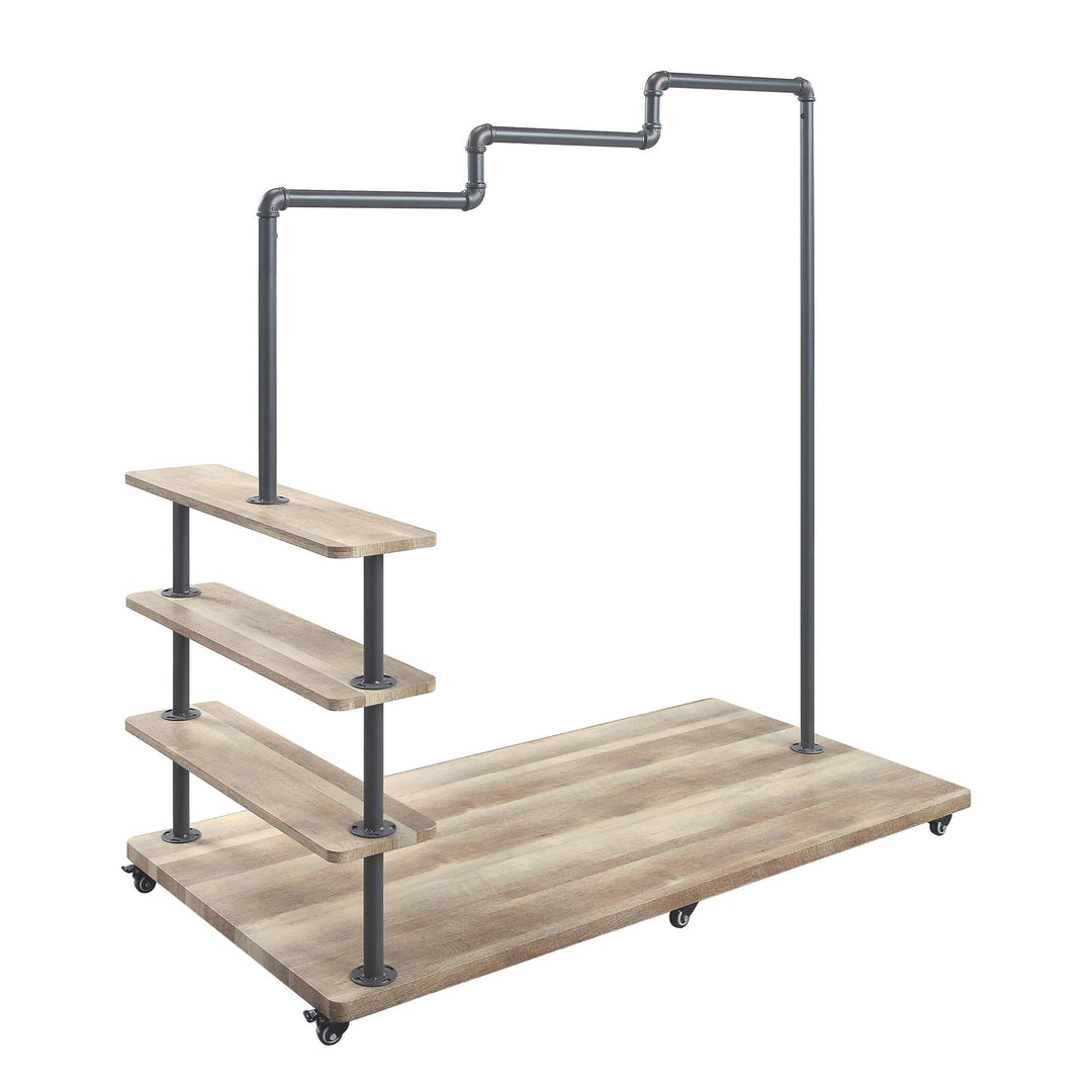 Water pipe style 4 Tier Shelf Hanger Rack - Oak