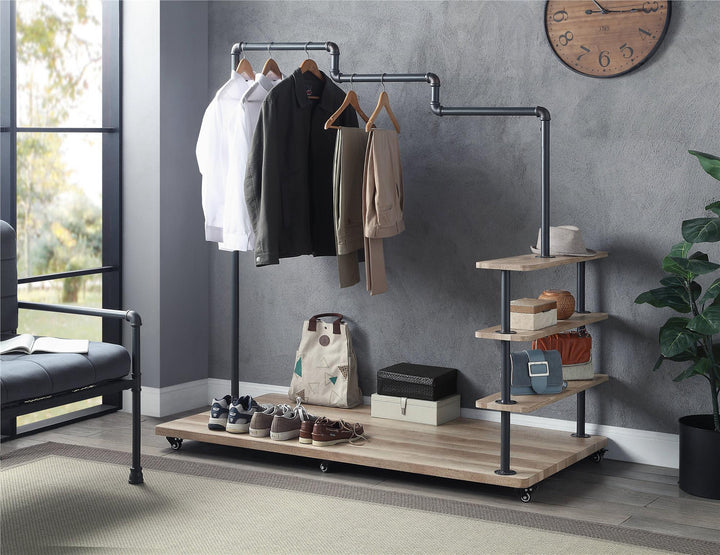 4 Tier Shelf Hanger Rack - Oak