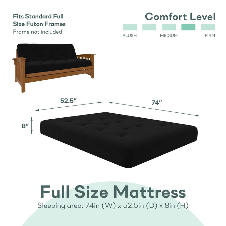 futon with spring mattress - Black - Full