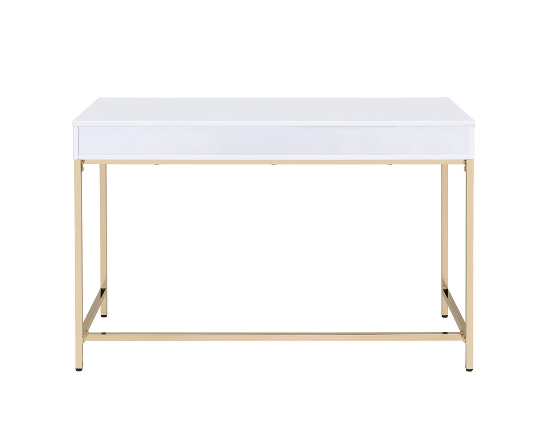 high gloss wooden top vanity desk - White