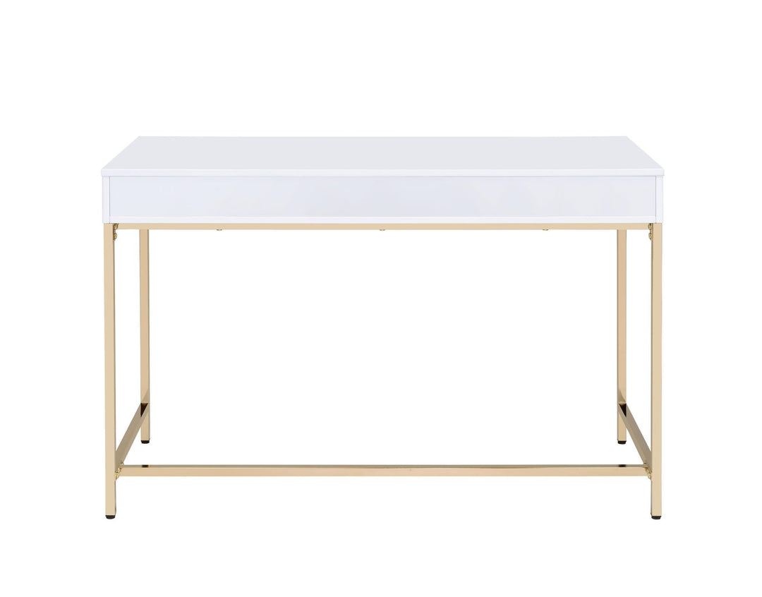 high gloss wooden top vanity desk - White
