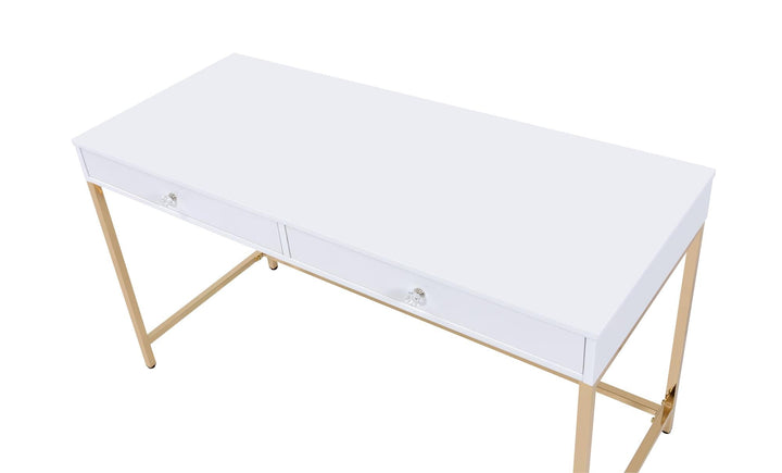 vanity desk with two front drawers -white